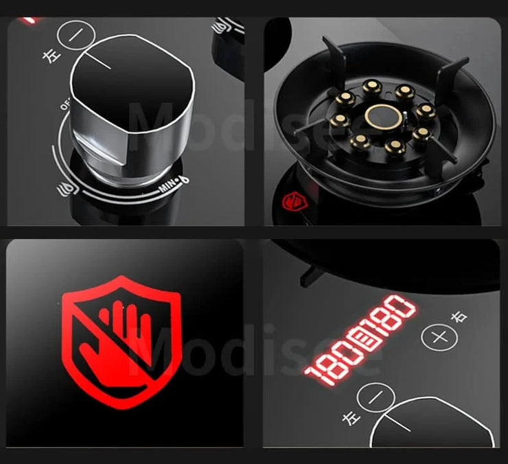 Cooktop Gas Stove 2 Burners Dual Stove 4.8KW Household Embedded LNG/LPG Stove Desktop Dual-Use Hob Gas Panel Gas Kitchen Cooker