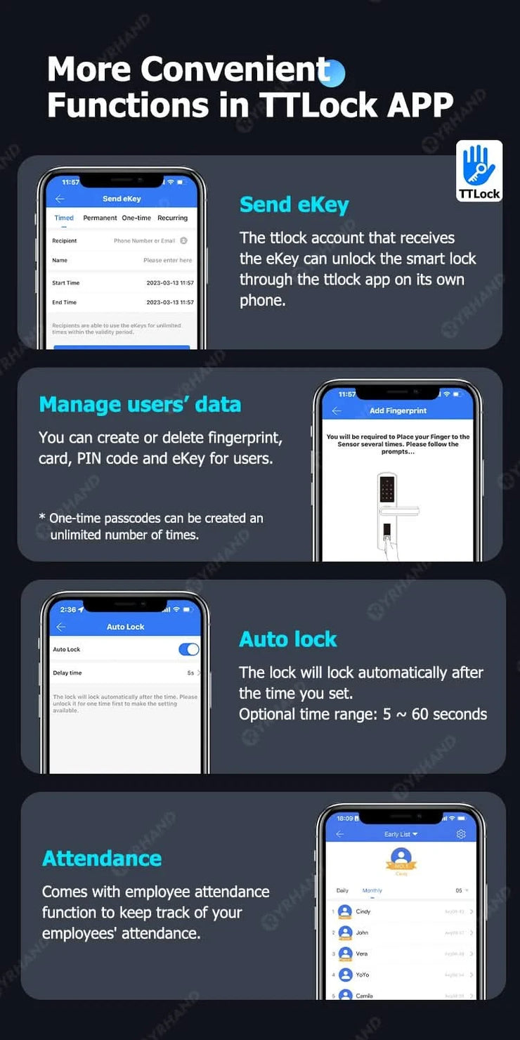 Smart Deadbolt Locks for Smart Home Alexa WiFi TTlock App Biometric Fingerprint keyless Entry Keypad door lock with Gateway