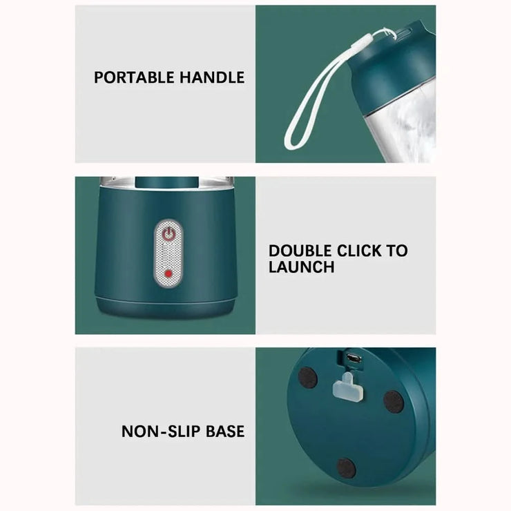 300ML Portable Blender USB Rechargeable,Personal Size Juicer with 2 Blades,Travel Blender Bottle Juicer Cup for Shakes Smoothies
