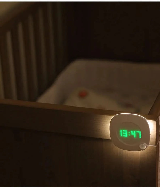 Motion Sensor Night Lights LED USB Rechargeable Lamp with Digital Clock for Bedroom Kitchen Stair Hallway Wardrobe