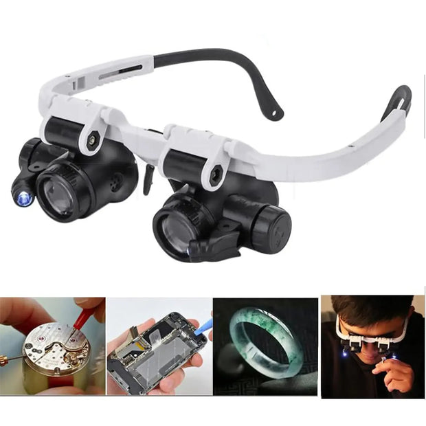 Magnifying Glasses 8X 15X 23X Magnifier LED Headband Glass Eye Magnifier Repair Tool Watchmaking Tools Coin Stamp Jewelry Loupe