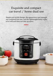 Portable Car Rice Cooker 2L Electric Truck Multi-Cooker Soup Porridge Cooking Food Steamer Electric Lunch Box 12V or 24V
