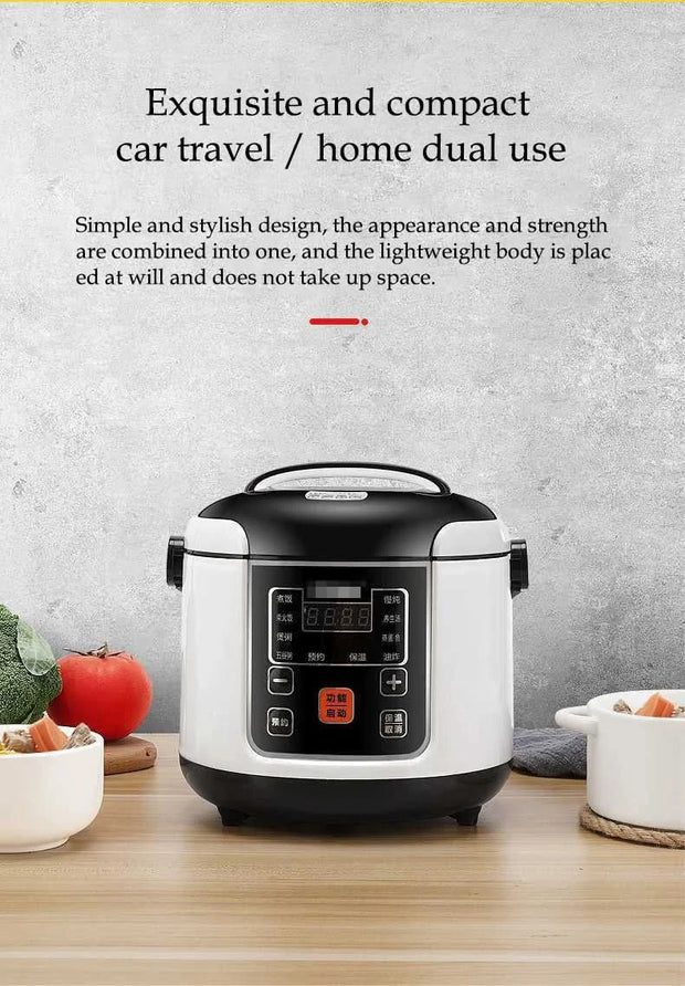 Portable Car Rice Cooker 2L Electric Truck Multi-Cooker Soup Porridge Cooking Food Steamer Electric Lunch Box 12V or 24V