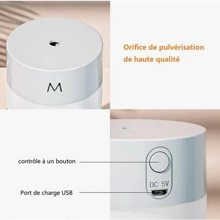 Air Humidifier Ultrasonic Mini Aromatherapy Diffuser Portable Sprayer USB Essential Oil Atomizer LED Lamp for Home Car