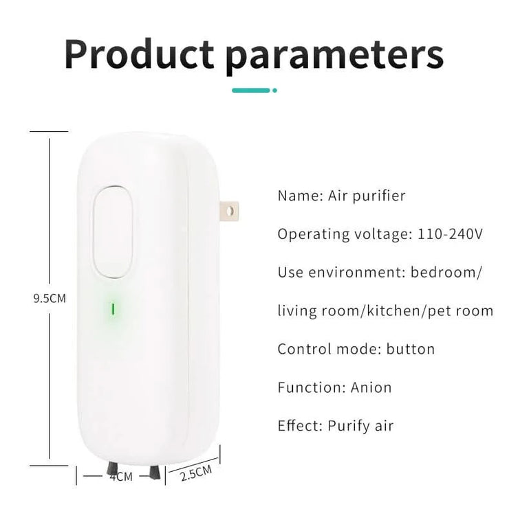 Mini Air Purifier For Home, Plug-in Negative Ion Generator Air Purifier No Filter Household Odor Eliminator Cleaner