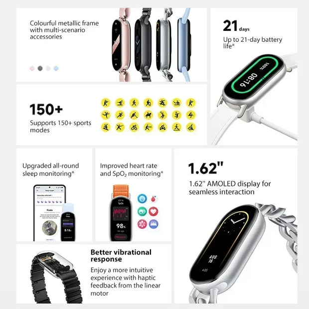 [World Premiere]Global Version Xiaomi Smart Band 9 1.62" AMOLED Display 21-day Battery Life 150+ Sports Modes Sleep Monitoring