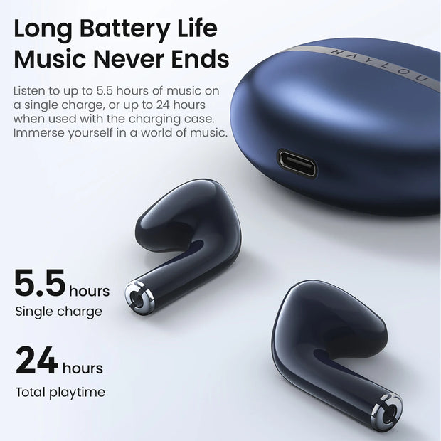 HAYLOU X1 2023 TWS Bluetooth Earphone BT5.3 Wireless Headset Metallic Case 12mm Dynamic Driver 24H Battery Life Sports Earbuds