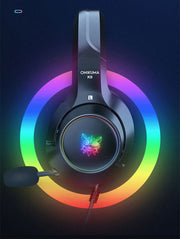 ONIKUMA K9 Wired Headphones with RGB Light Flexible HD Mic Gaming Headset Gamer 7.1 Surround Computer Earphones for PC Gamer