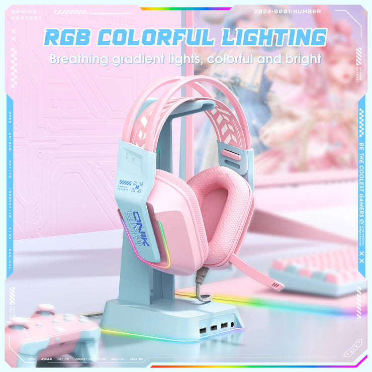 ONIKUMA X13 Gaming Headset Immersive audio with noise-cancelling microphone, RGB lights and soft memory ear cups