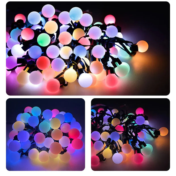 Smart APP Outdoor RGB String Lights 33Ft Patio Lights Dimmable RGB LED Bulbs Color Changing Hanging Lights For Christmas Party