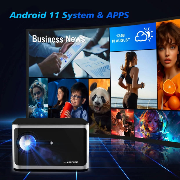 جهاز عرض Magcubic 580ANSI يعمل بنظام Android 11 بدقة 4K و1080P وواي فاي 6 وتحكم صوتي Allwinner H713 وElectronic Focus وBT5.0 وHome Cinema HY350 Pro