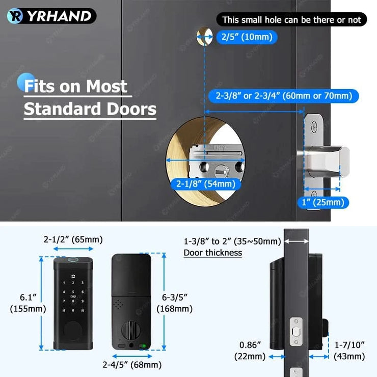 Smart Deadbolt Locks for Smart Home Alexa WiFi TTlock App Biometric Fingerprint keyless Entry Keypad door lock with Gateway
