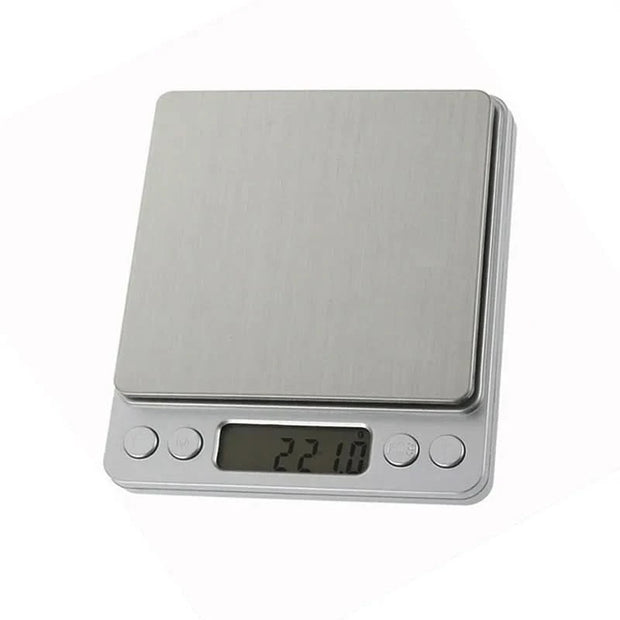 Pocket Case Digital Scale Electronic Weight Scales 3kg 0.1g / 500g 0.01g  Jewelry Scale Food Kitchen Balance Silver With 2 Tray