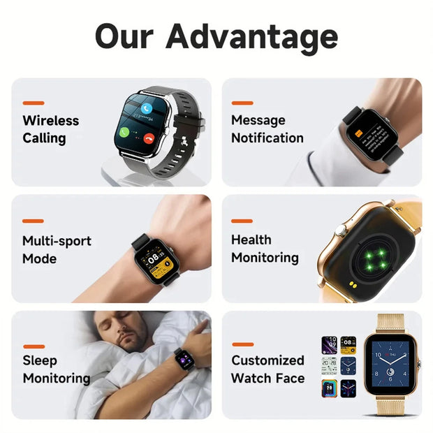 Smart Watch For Men Women Gift For Xiaomi Full Touch Screen Sport Fitness Watches BT Call Digital Smartwatch Wristwatch 2024 New