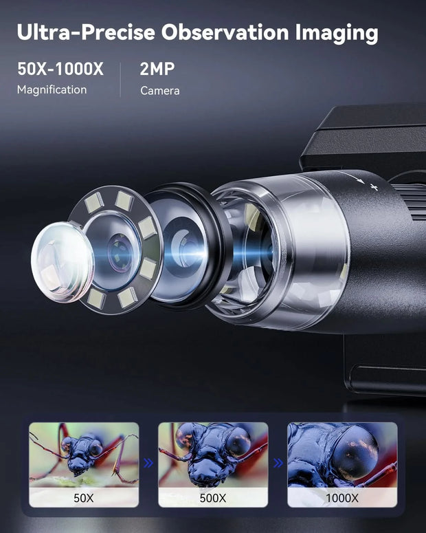 مجهر رقمي 4.3 بوصة 1080 بكسل 50-1000x مجهر لحام على شكل عملة معدنية 2000 مللي أمبير في الساعة لإصلاح الإلكترونيات PCB الكمبيوتر المحمول
