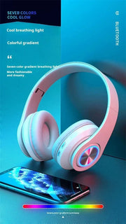 Head-Mounted Gaming Headphones Blutooth Surround Sound Stereo Wireless Earphone with Micro Phone Colourful PC Laptop Headset
