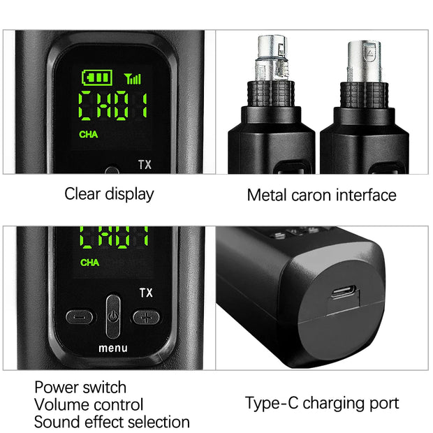 Wireless Microphone Converter XLR Transmitter and Receiver Microphone Wireless System for Dynamic Microphone for wired Mic