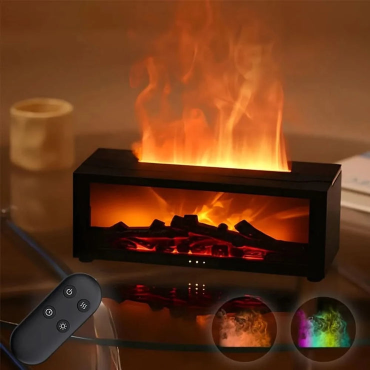 Air Humidifier Essential Oils Aroma Diffuser Creative Flame Humidifier Home Ultrasonic Cool Mist Realistic Fireplace Night Light