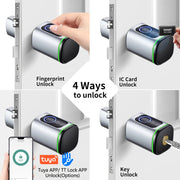 RAYKUBE S1 Tuya BLE TT Lock Smart Electronic Door Lock with DIY Cylinder Core Fingerprint APP Keys IC Card Unlock for Home Hotel