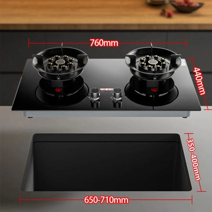 Cooktop Gas Stove 2 Burners Dual Stove 4.8KW Household Embedded LNG/LPG Stove Desktop Dual-Use Hob Gas Panel Gas Kitchen Cooker