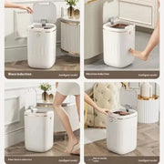 Smart Bathroom Trash Can Automatic Bagging Electronic Trash Can White Touchless Narrow Smart Sensor Garbage Bin Smart Home 15L