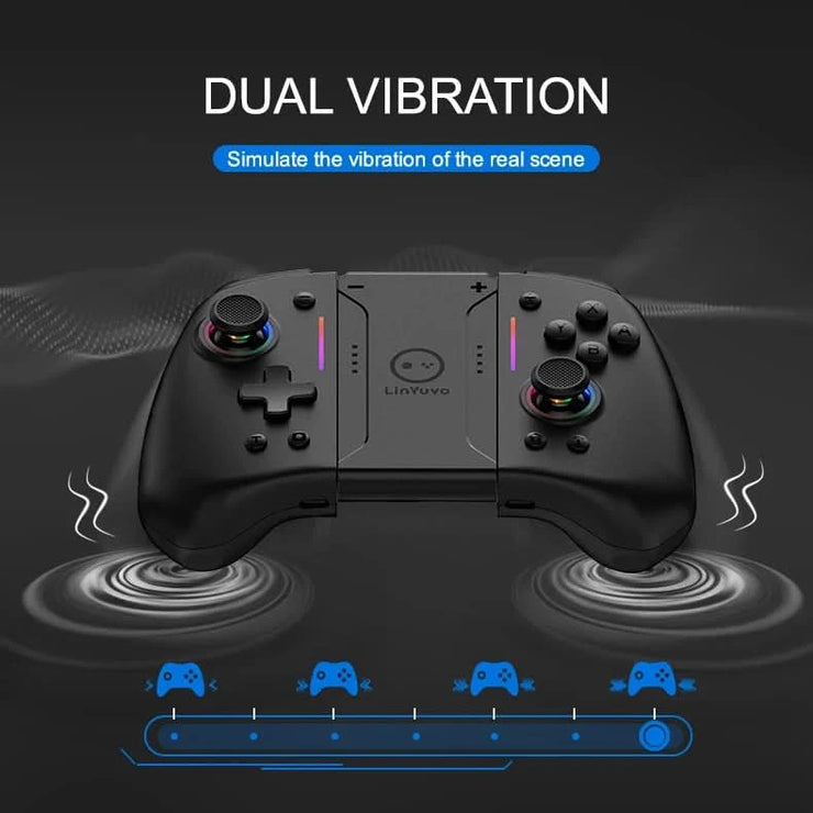 LinYuvo KS42 Meteor Light Wireless Joy-pad with 8 Color RGB Lights for Switch/Lite/OLED, with Programmable,,Turbo & Vibration
