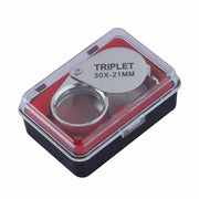 10-30X Pocket Loupe Magnifier Jewelry Magnifying Glass Foldable Diamond Lupa Triplet Jewelers Eye Glass Tool Reading Magnifier