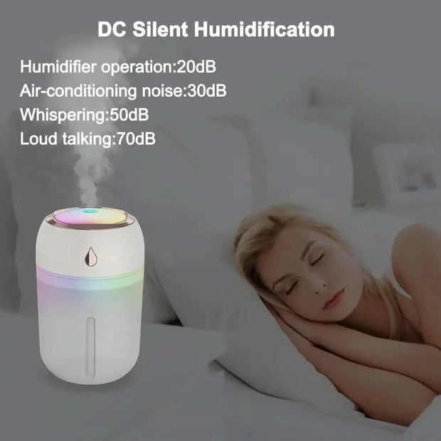 Clearance_Mini USB Portable Air Humidifier, Aroma Diffuser, LED Cool Light, Mist for Room, Home, Car, Plant Purifier, 330ml ﻿_Co