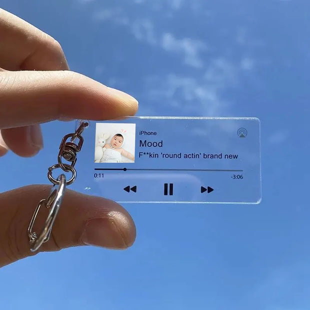 Keychain Transparent Acrylic Scan Code Music Song Singer Name Album Cover Customized Keychain Gift