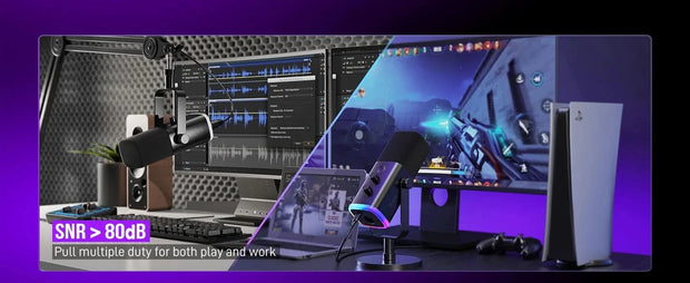 FIFINE USB/XLR Dynamic Microphone with RGB Control/Headphone jack/Mute,MIC for PC Gaming Recording Streaming AmpliGame-AM8