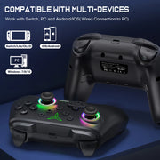 Dinofire Wireless Bluetooth RGB Controller for Nintendo Switch/Switch OLED/Switch Lite/PC/Mobile Gamepad Multi-Function Joystick