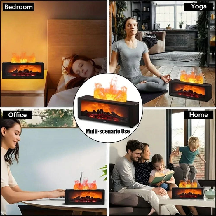 Air Humidifier Essential Oils Aroma Diffuser Creative Flame Humidifier Home Ultrasonic Cool Mist Realistic Fireplace Night Light