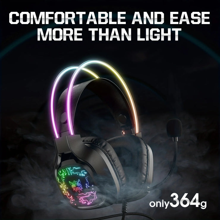 ONIKUMA X22 Gaming Headset RGB Dynamic Lighting Wired Over-Ear Headphones With Noise-Canceling Mic For PC PS4 Xbox PS5