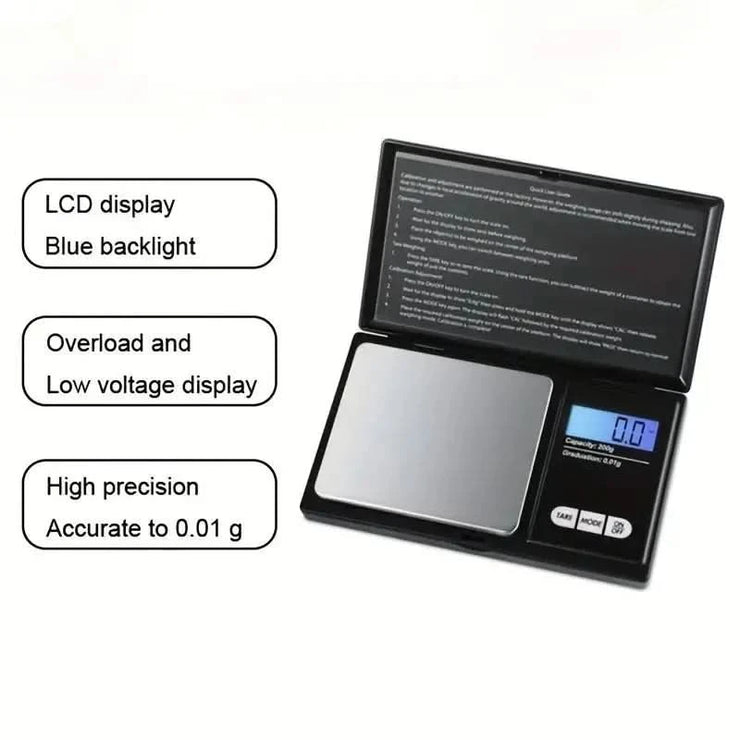 Jewelry Scales for Gold Sterling Silver Digital Scale Gram Electronic Scales 100g/200g/300g/500g x 0.01g/0.1g Mini Pocket