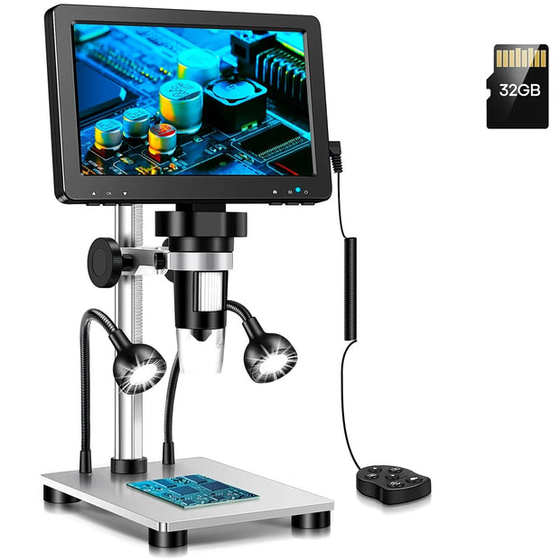 RIEVBCAU Digital Microscope 1200x Magnification HD USB Professional Electron Microscopios For Repairing With 10 LED Light