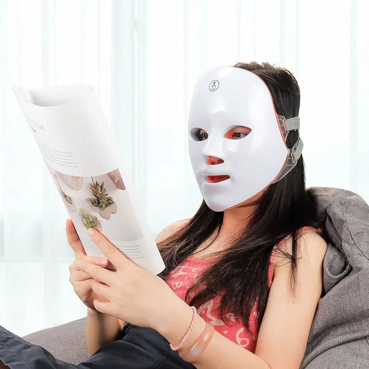 Wireless LED Face Mask Red Light Photon Therapy Anti-Aging Anti Wrinkle Acne Removal 7 Color Facial Mask Skin Care Beauty Device