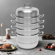 5 Tier Stainless Steel Steamer Cookware Steam Pot Food Cooker Pot +Lid  for Induction and Gas Cooker Kitcken