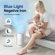 Air Purifier With H13 HEPA + Activated Carbon Filter Dual Purification for 20㎡ Rooms Blue Light for Pet Allergy Relief Air Clean