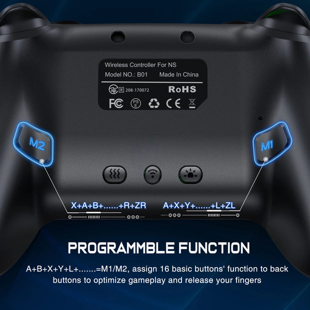 Dinofire Wireless Bluetooth RGB Controller for Nintendo Switch/Switch OLED/Switch Lite/PC/Mobile Gamepad Multi-Function Joystick