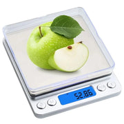 Pocket Case Digital Scale Electronic Weight Scales 3kg 0.1g / 500g 0.01g  Jewelry Scale Food Kitchen Balance Silver With 2 Tray