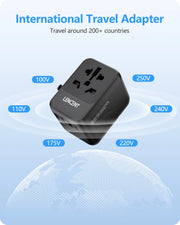 LENCENT Universal Travel Adapter with 3 USB Ports 1Type-C PD Charging All-in-one Travel Adapter EU/UK/USA/AUS Plug for Travel