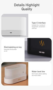 Air Humidifier Essential Oils Aroma Diffuser Creative Flame Humidifier Home Ultrasonic Cool Mist Realistic Fireplace Night Light