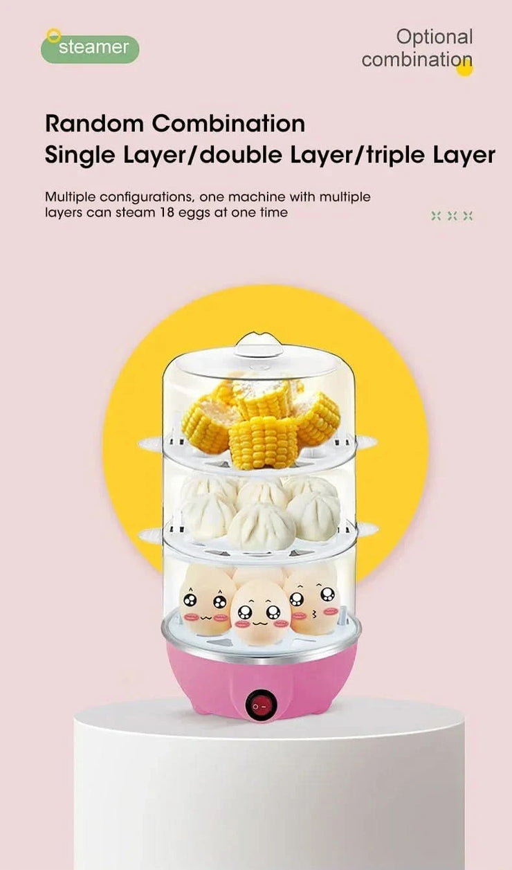 Electric Egg Boiler 7 Eggs Steamer Multifunctional Cooker with Auto Shut Off for Omelet Soft Medium and Hard Boiled Eggs