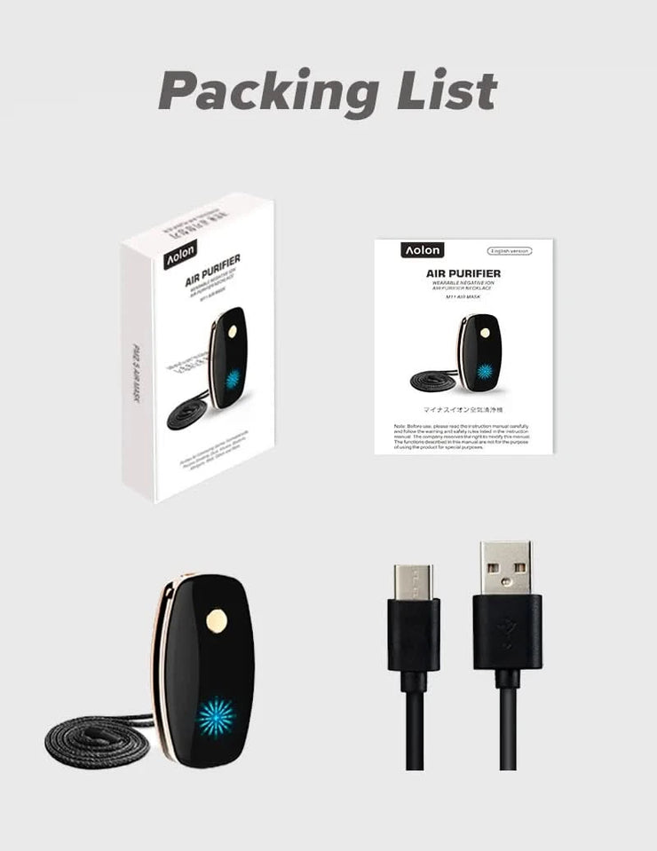 New Necklace Type Air Purifier Mini Portable Air Cleaner Eliminate Smog Formaldehyde USB Rechargeable Negative Lon Generator