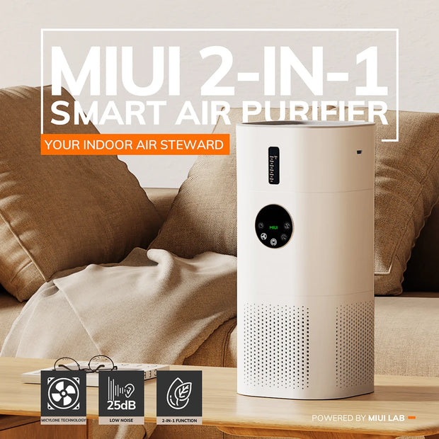 2-in-1 Air Purifier with Humidifier Combo for Home Allergies and Pets Hair, Smokers in Bedroom, H13 True HEPA Filter