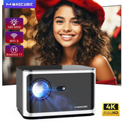 جهاز عرض Magcubic 580ANSI يعمل بنظام Android 11 بدقة 4K و1080P وواي فاي 6 وتحكم صوتي Allwinner H713 وElectronic Focus وBT5.0 وHome Cinema HY350 Pro