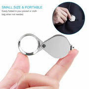 10-30X Pocket Loupe Magnifier Jewelry Magnifying Glass Foldable Diamond Lupa Triplet Jewelers Eye Glass Tool Reading Magnifier