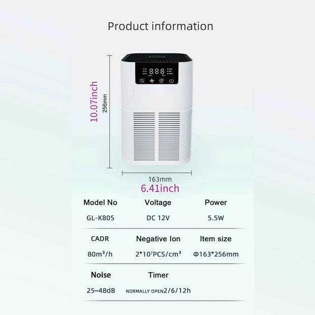 Air Purifier Smoke Odor Negative Ion Generator with Aromatherapy Air Cleaner for Household HEPA Filter Efficient Purifying Air