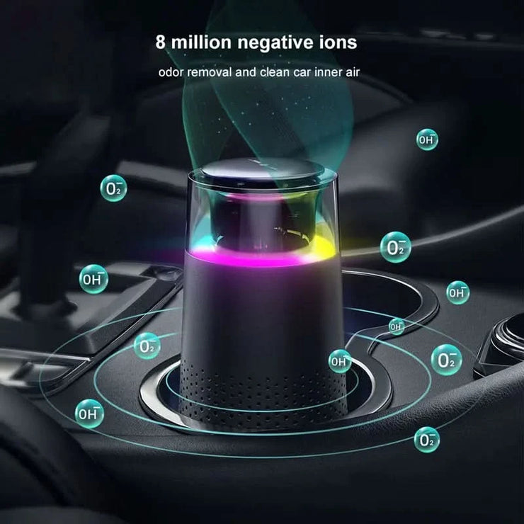 Air Purifier Devices for Car with Usb Colorful Night Light Touch Screen Multi-layer filter Odor Removal Negative Ions Generator