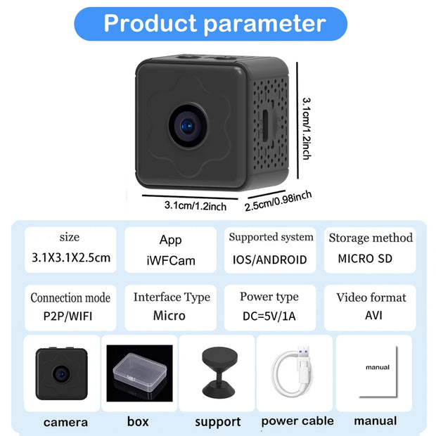 Mini Camera Wireless WiFi Remote Monitor Camera Tiny Home IP Camera No need to plug in Super-long battery life